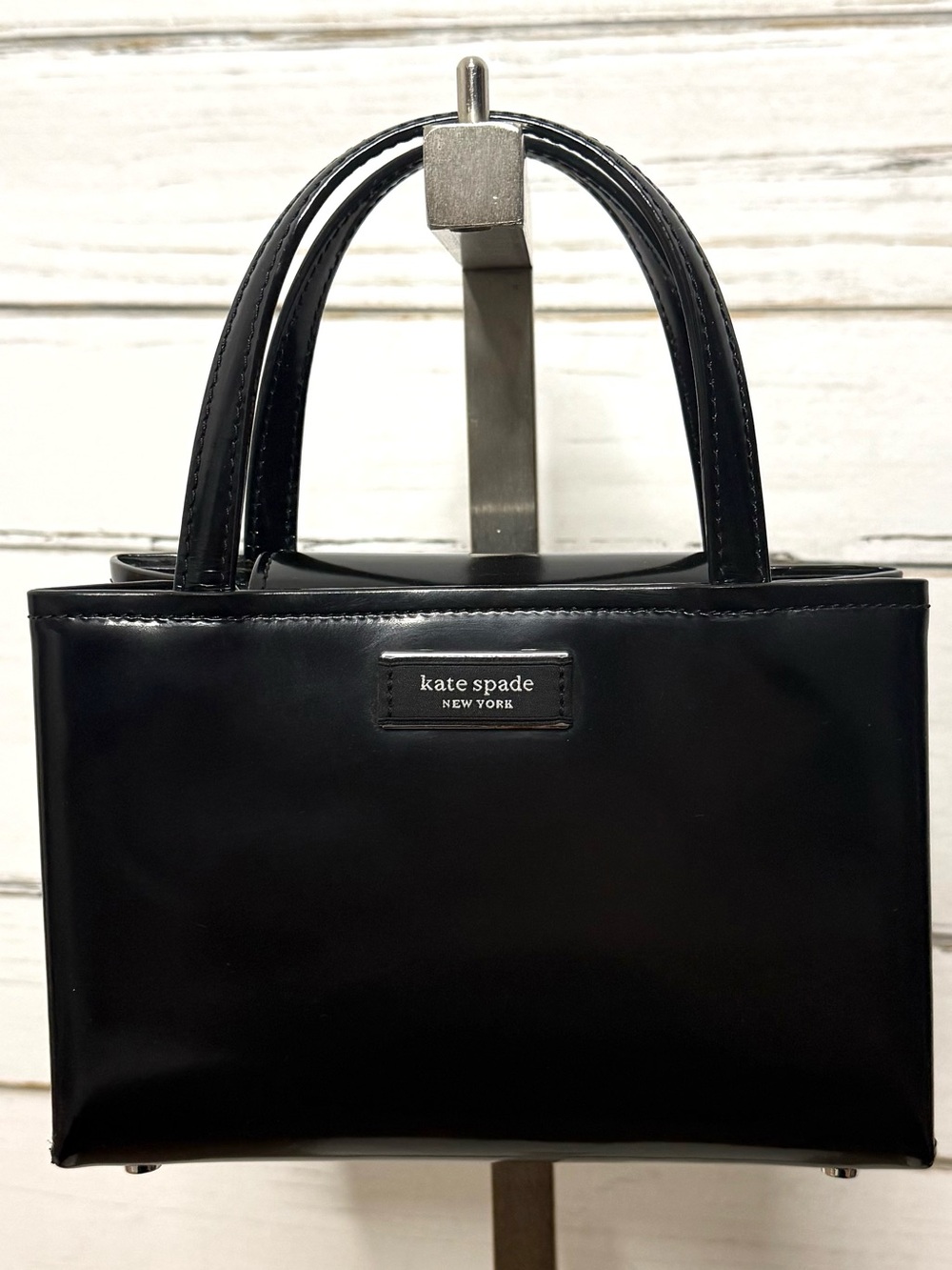 Kate Spade New York Black Patent Leather Mini Satchel Crossbody Bag
